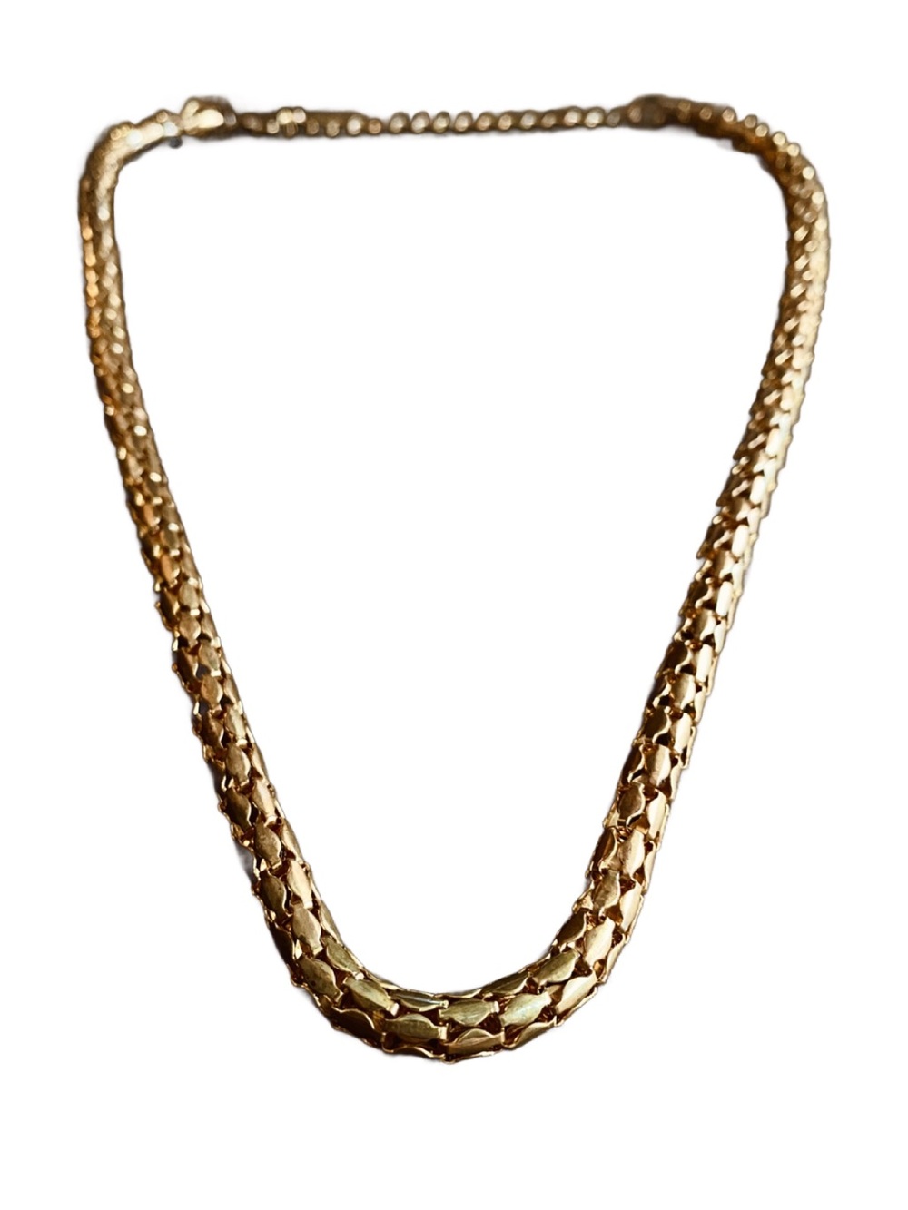 Gold-Tone Wide Woven Foxtail/Wheat Chain Necklace